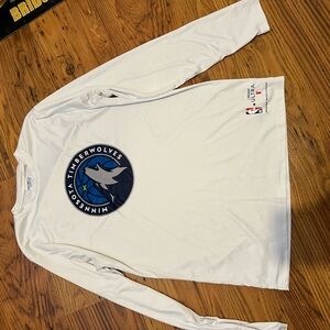 NBA White Long Sleeve Timberwolves Tee